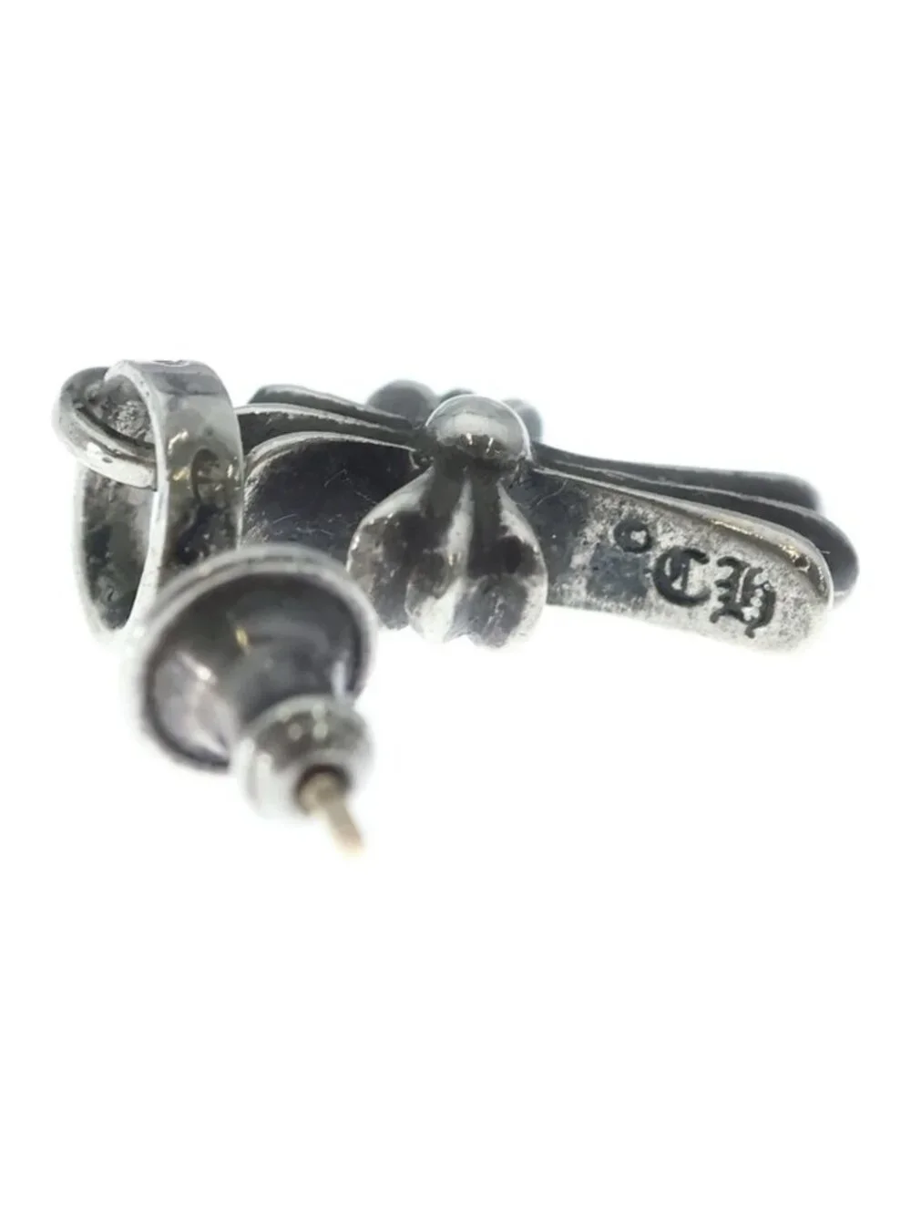 Chrome Hearts Bby Pprchn Baby Fat Cross Drop Single Earring Silver